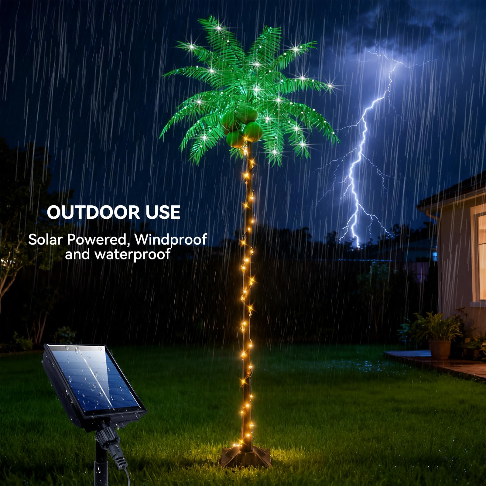 Amazon.co.jp: 6フィート LEDライト付きヤシの木 ココナッツ付き 屋外